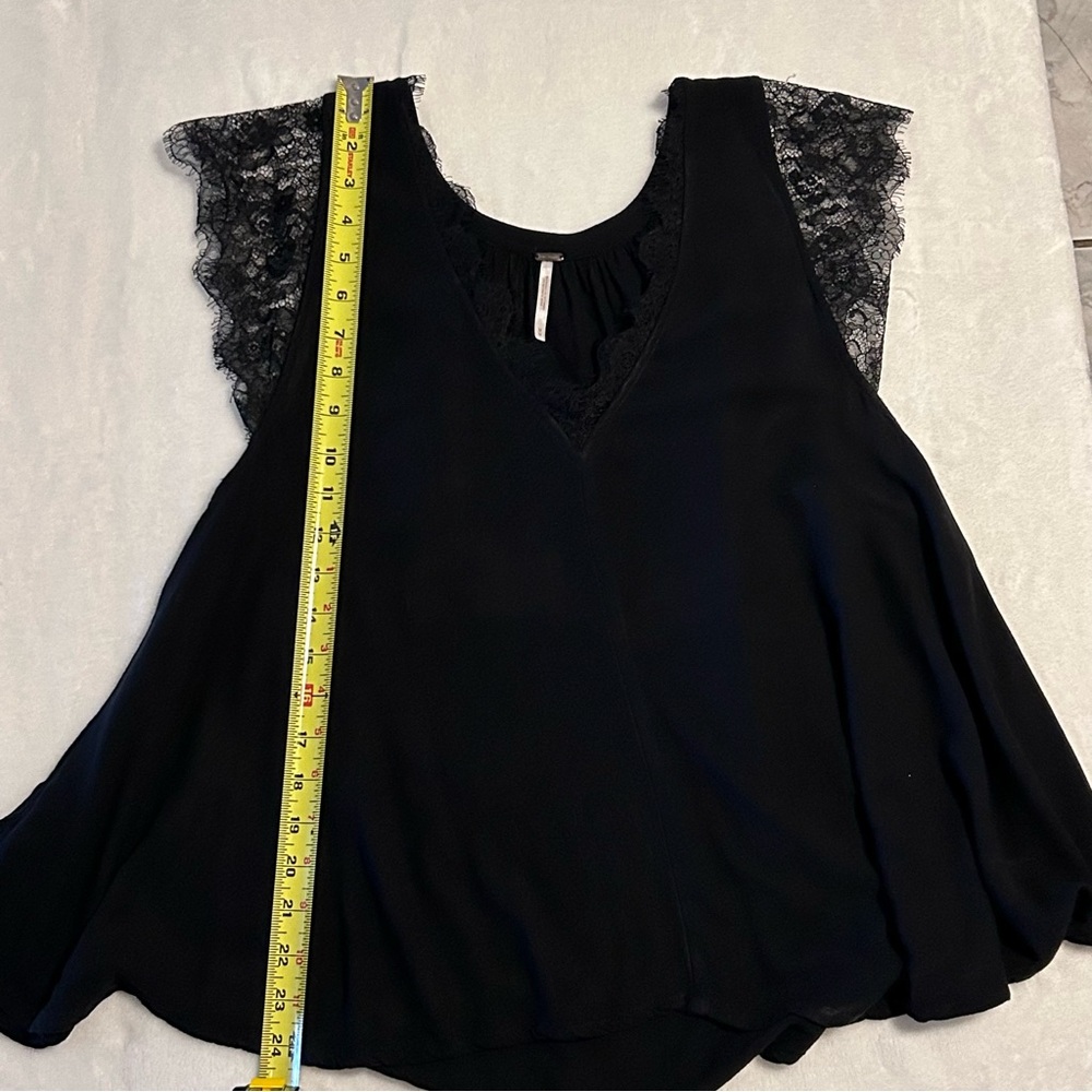 ***SOLD***Free People Black Lace Cap Sleeve Blouse